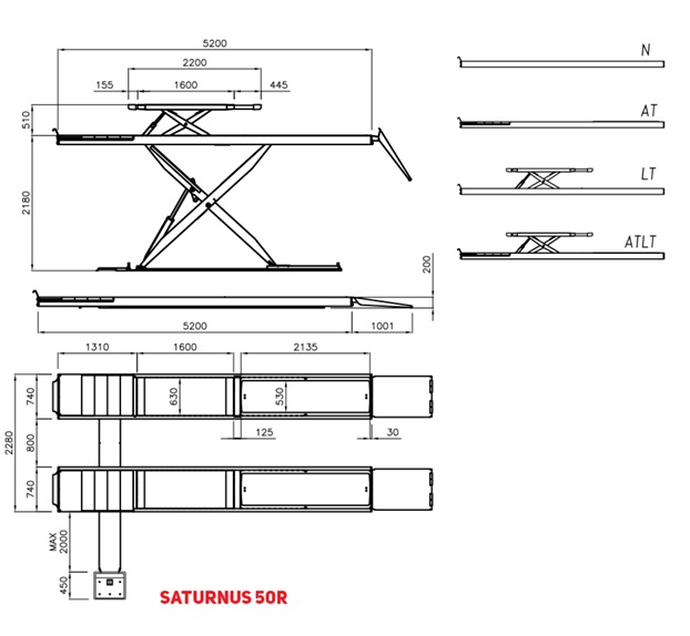 NF-LINE SATURNUS 50R N AJOSILTASAKSI HUOLTONOSTIN 5.000 KG 5.2 M AJOSILLOIN