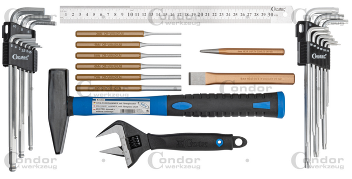 CONDOR TYÖKALUPAKKI 149 OSAA, 1/4', 1/2', 6-32MM