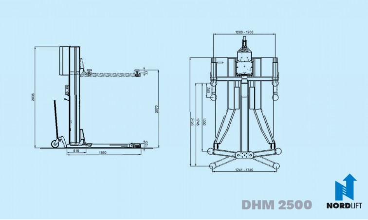 NORDLIFT DHM-2500 SIIRRETTÄVÄ 1-PILARINOSTIN 2500KG