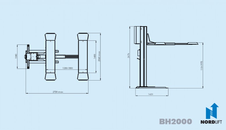NORDLIFT BH-2000 1-PILARINEN LYHYTAJOSILTANOSTIN 2000KG