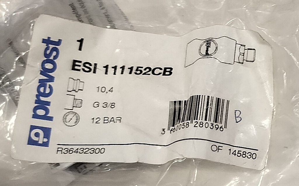 PREVOST PIKALIITIN RUNKO G 3/8 ULKOKIERRE