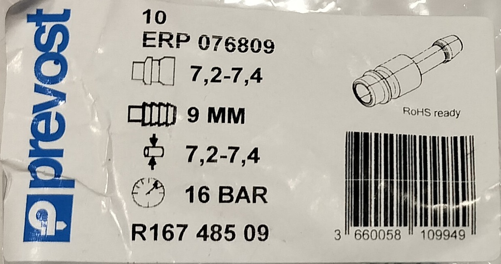 PREVOST PIKALIITIN PISTOKE 9 MM LETKULLE