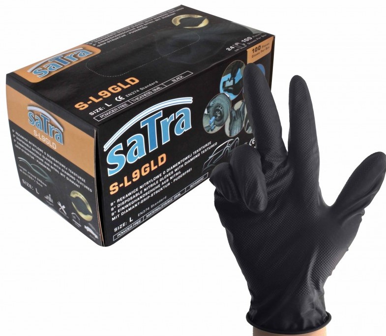 NITRILE KÄSINEET GRIP KOKO 9 L MUSTA 100KPL