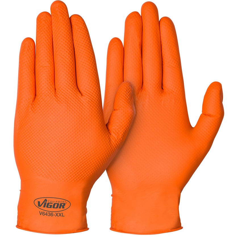 VIGOR KÄSINEET · GRIP · KOKO 11 - XXL  ORANSSI 90KPL