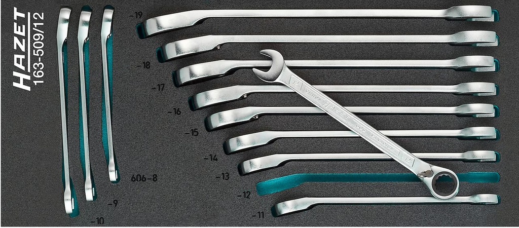 RÄIKKÄLENKKIAVAIN SARJA SUUNNANVAIHDOLLA 12 OSAA 8-19MM FOAM MODUULI