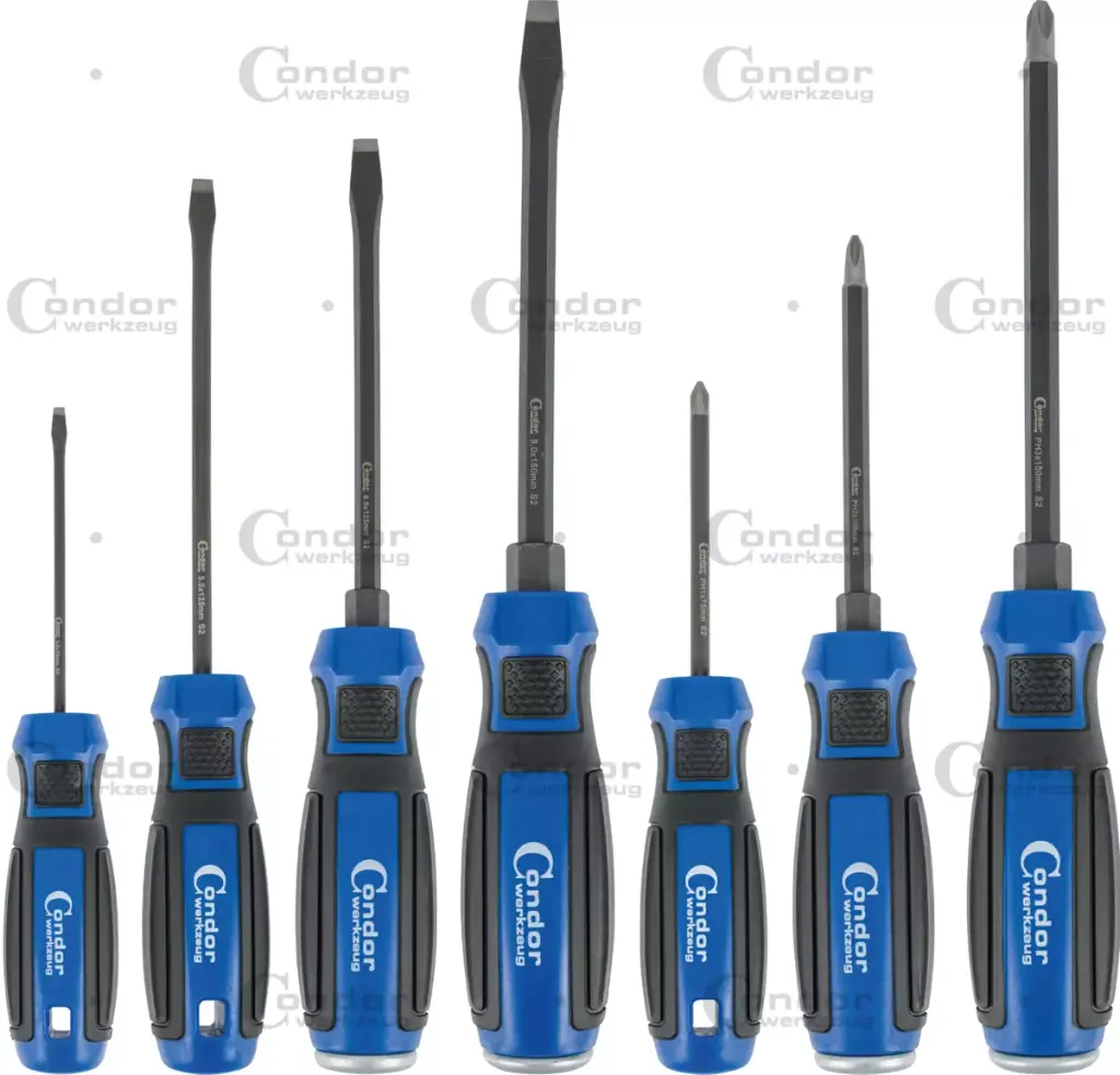 SCREWDRIVER SET, IMPACT, 7 PCS., PLAIN SLOT + CROSS SLOT
