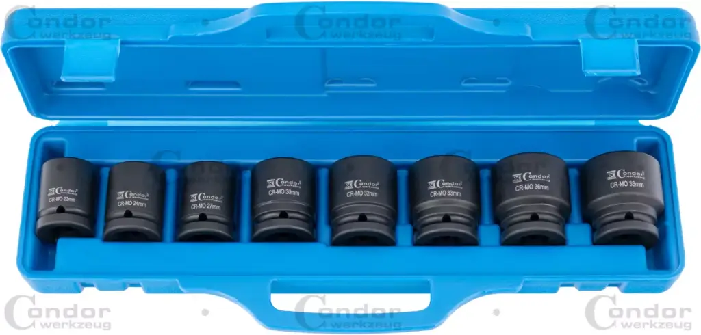CONDOR VOIMA HYLSY SARJA, 8 OSAA., 3/4', CRMO, KUUSIO 22-38 MM