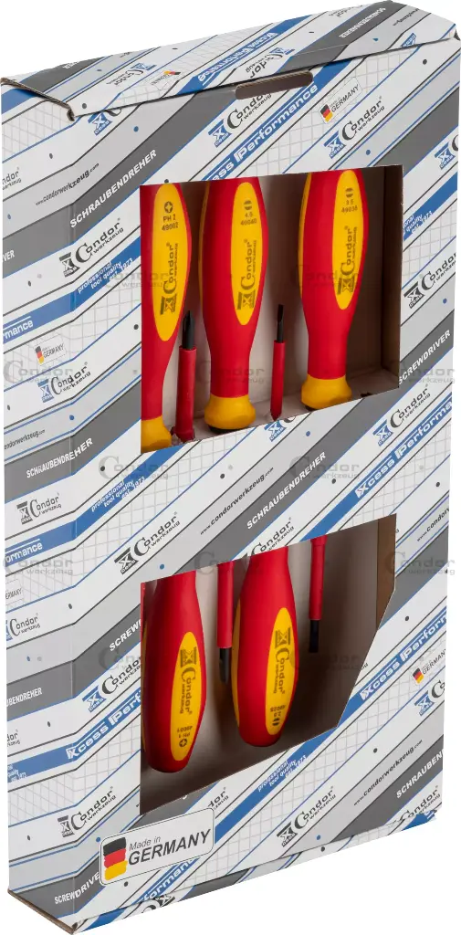 CONDOR VDE RUUVIMEISSELISARJA 6 OSAA LATTA 2,5-4MM + PH 1-2 + JÄNNITEKOETIN