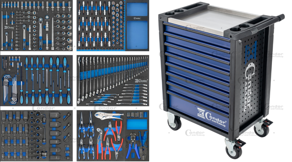 CONDOR TYÖKALUVAUNU 7040  355 OSAINEN TYÖKALU LAJITELMA