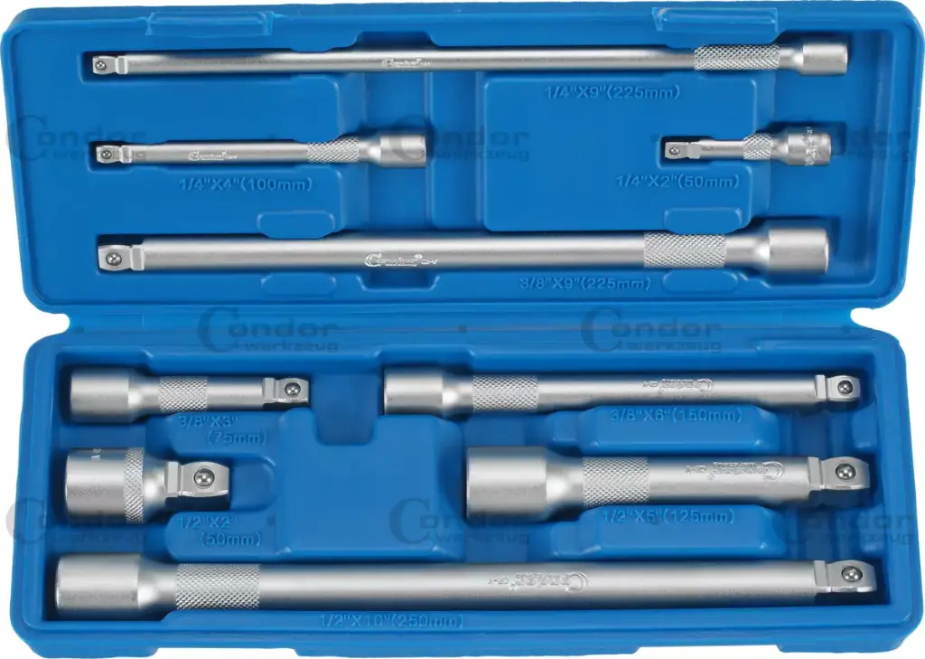 CONDOR PALLOPÄINEN JATKOVARSI SARJA 9 OSAA 1/4+3/8+1/2" 50-250MM
