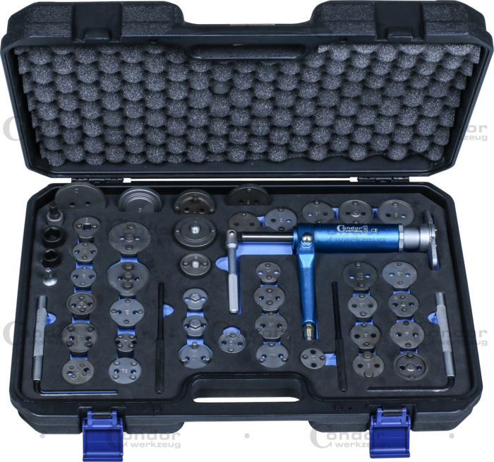 CONDOR PAINEILMAKÄYTTÖINEN JARRUMÄNTÄ PALAUTUS TYÖKALU SARJA 48 OSAA