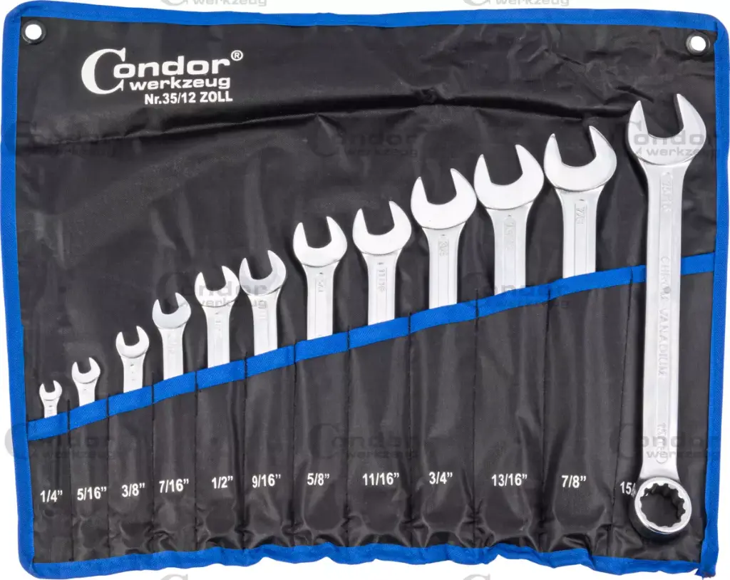 CONDOR KIINTOLENKKIAVAIN SARJA, 12 OSAA., TUUMA 1/4-15/16'