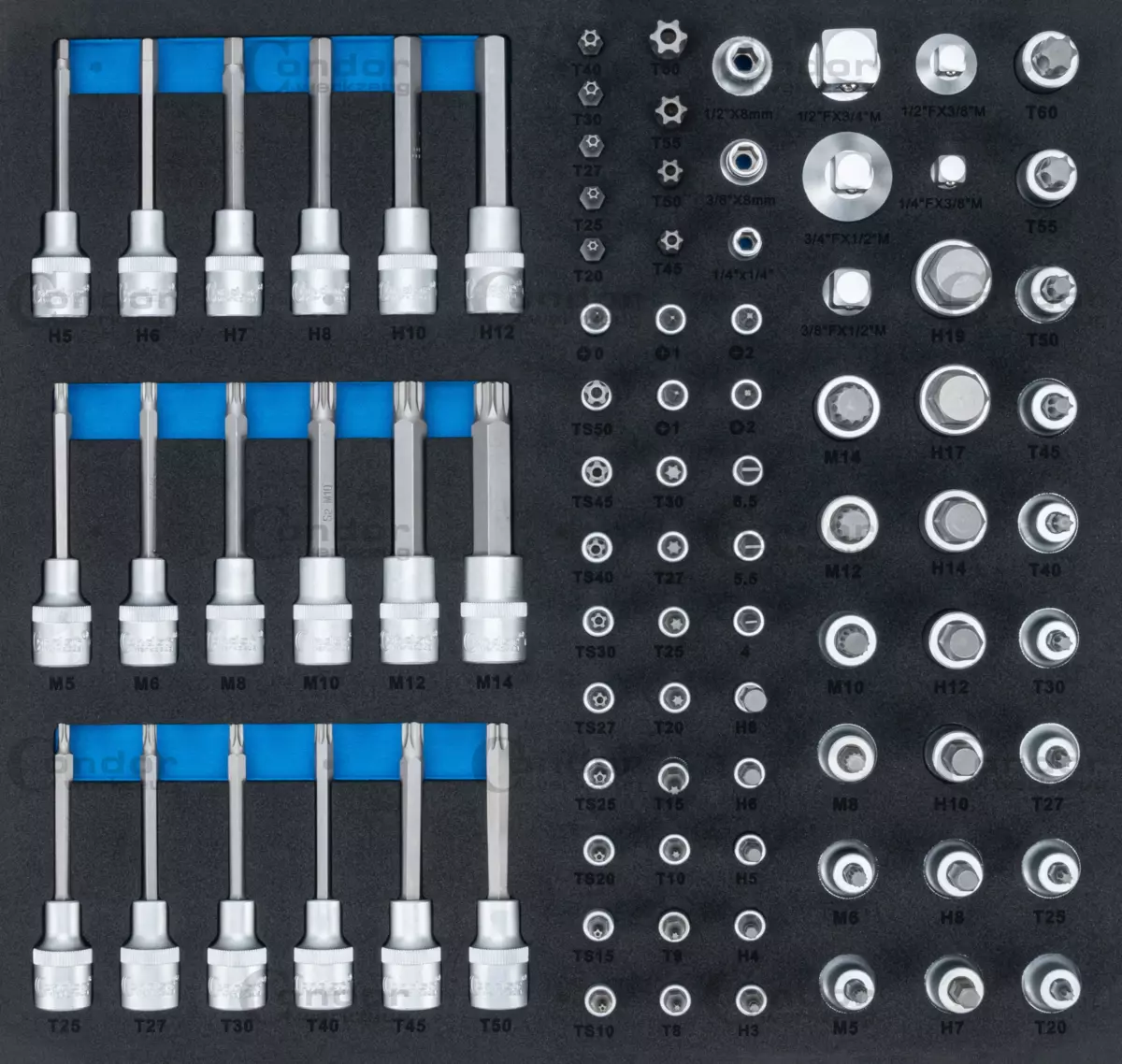 CONDOR KÄRKIHYLSYSARJA 1/4+1/2" 87 OSAA FOAM MODUULI 2/3
