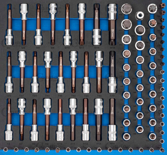 CONDOR KÄRKIHYLSYSARJA TORX, KUUSIOKOLO JA XZN XCESS 89 OSAA 1/4 + 1/2" FOAM MODUULI