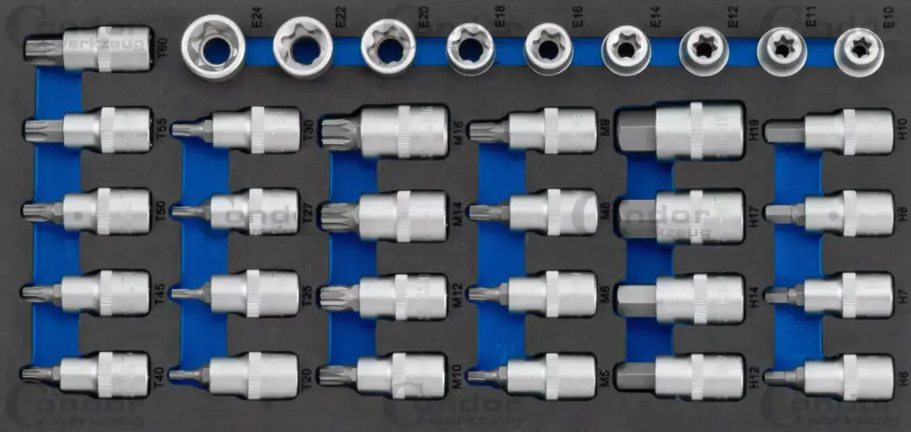 CONDOR HYLSY JA KÄRKIHYLSYSARJA 1/2" FOAM 34 OSAA MODUULI 1/3