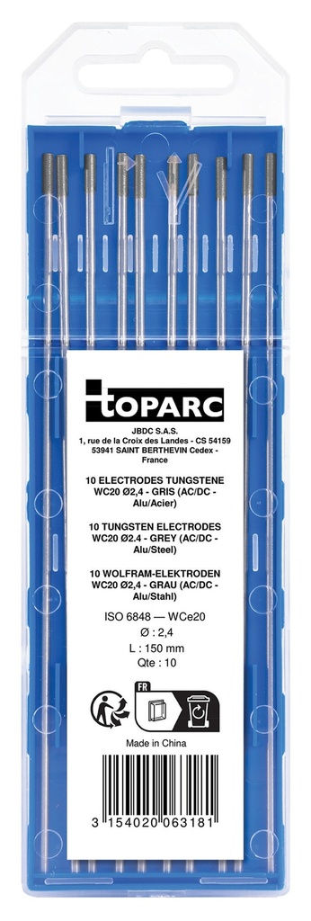 GYG ELEKTRODI  TUNGSTEN WC20 2,4MM HARMAA 10KPL