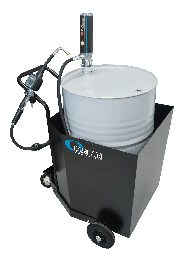 Mobile oil dispenser 208 l with safety trolley