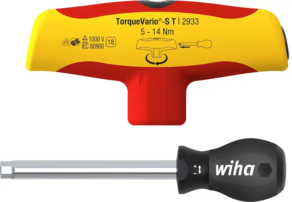 Torque screwdriver with T-handle TorqueVario®-S T electric 5-14 Nm variably adjustable torque limit