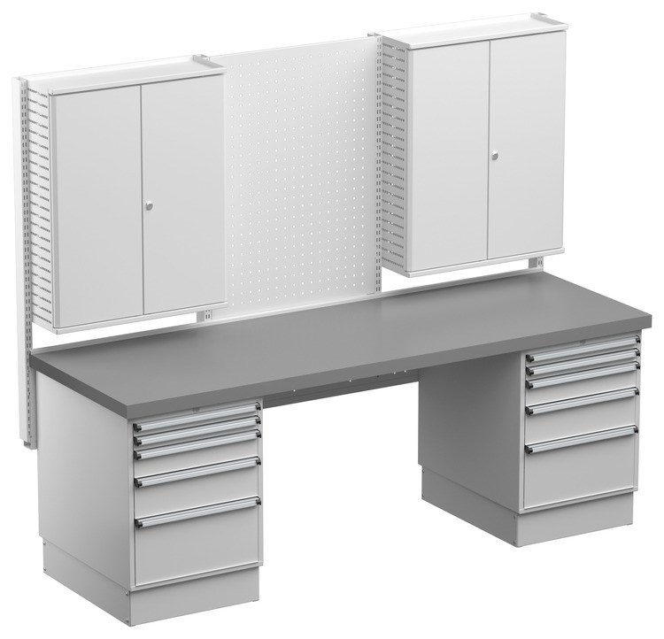 WORKSHOP PÖYTÄ 2250X750 TERÄSTASO, HARMAA