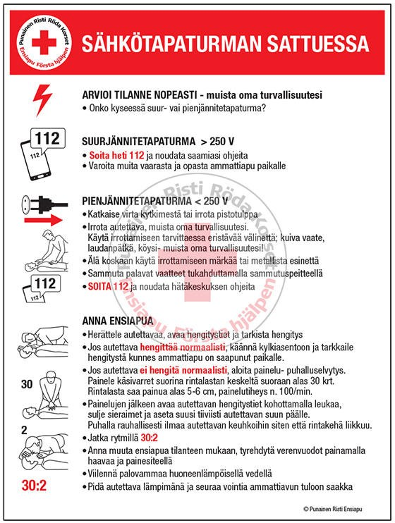 OHJEET SÄHKÖTAPATURMAN SATTUESSA, 300X900, SUOMI