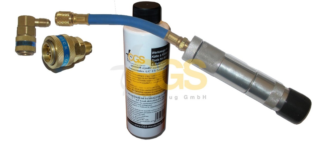 ÖLJY/UV-RUUTTA 1/4' 60ML ALU R1234YF / R134A SIS 250ML UV VÄRI VUODONHAKU