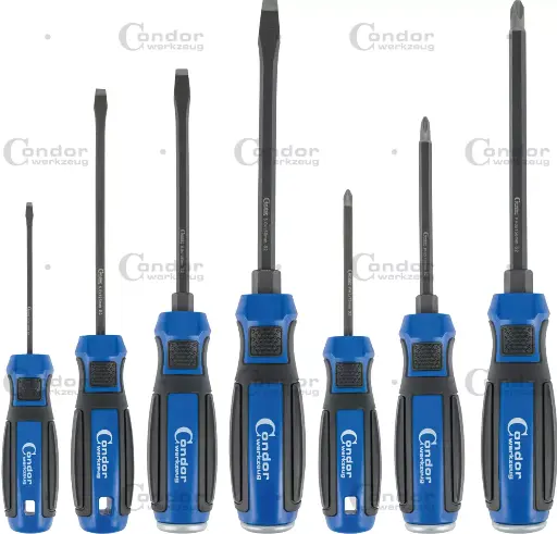 [11900] SCREWDRIVER SET, IMPACT, 7 PCS., PLAIN SLOT + CROSS SLOT