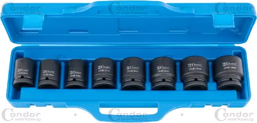[1010-34] CONDOR VOIMA HYLSY SARJA, 8 OSAA., 3/4', CRMO, KUUSIO 22-38 MM