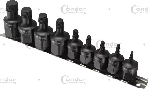 [2111] CONDOR VASTAKIERRE KÄRKIHYLSYSARJA 9 OSAA  3/8'-17MM JA 1/2'-22MM  Ø2-14MM