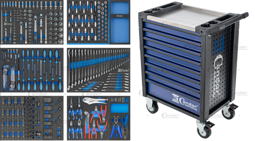 [7040-L04D] CONDOR TYÖKALUVAUNU 7040  355 OSAINEN TYÖKALU LAJITELMA