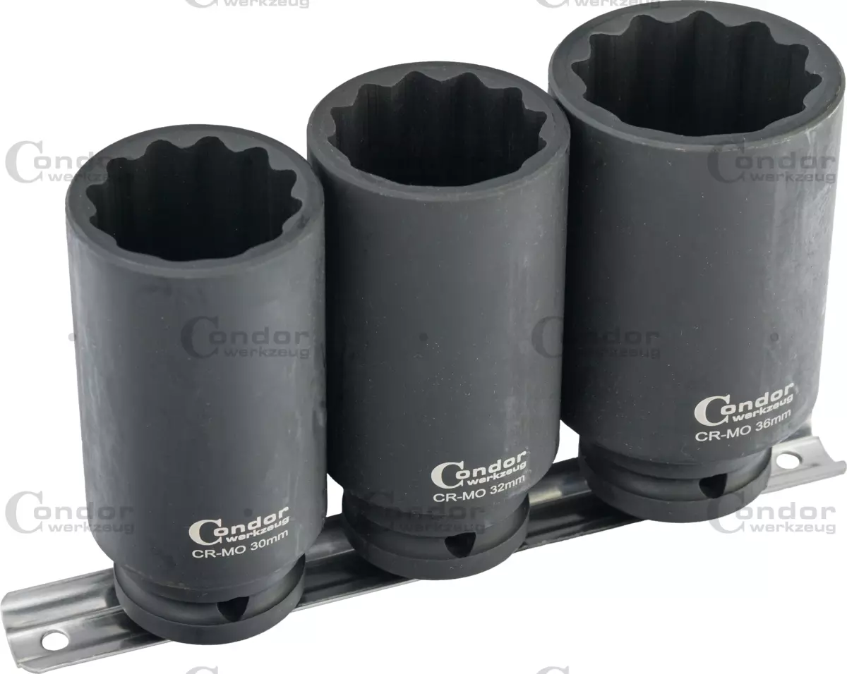 [4803] CONDOR PYÖRÄNNAPAHYLSY SARJA 3 OSAA 1/2" 12 KULMA 30-36MM