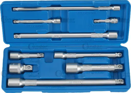 [4709] CONDOR PALLOPÄINEN JATKOVARSI SARJA 9 OSAA 1/4+3/8+1/2" 50-250MM