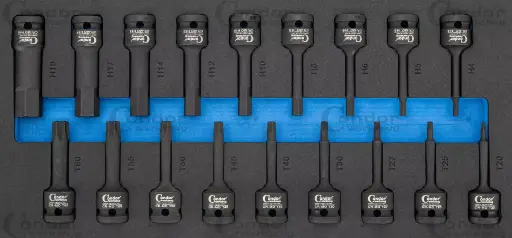 [7150] CONDOR KÄRKIHYLSYSARJA 1/2" TORX T20-60 + KUUSIO 4-19MM 18 OSAA FOAM MODUULI
