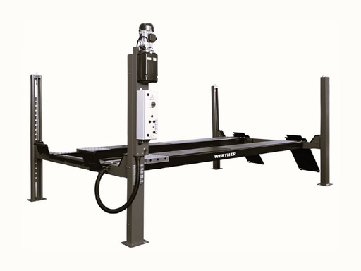 [T61100] NF-LINE 4-PILARINOSTIN 5500 KG – SUUNTAUSMALLI, 6,0 M × 520 MM AJOSILLAT JA PNEUMAATTISESTI LUKITTUVAT TAKALIUKULEVYT