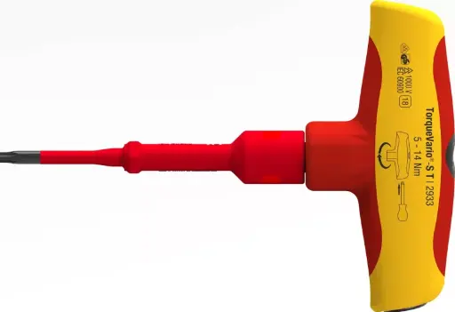 [43177] Torque screwdriver with T-handle TorqueVario®-S T electric 5-14 Nm variably adjustable torque limit