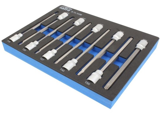 [DIAGTL1038] KÄRKIHYLSYSARJA PITKÄ TORX 3/8" T10-T55 140MM FOAM MODUULI